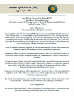 Speech at the Alawite Diaspora C...